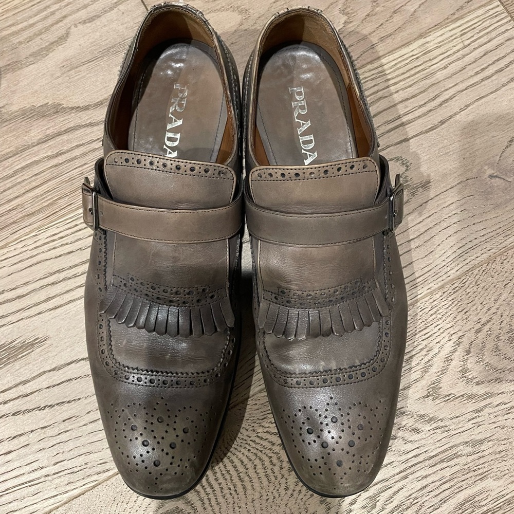Prada men’s kilter perforated monk strap Oxford shoes 9.5 or 42/43